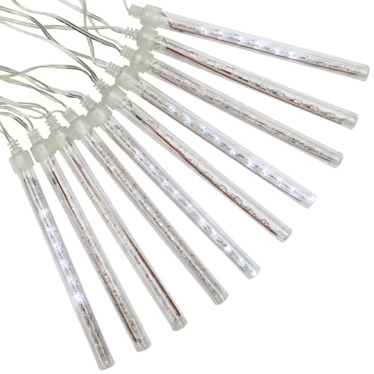 10ct. White Transparent Dripping Icicle Snowfall Christmas Light Tubes with Clear Wire